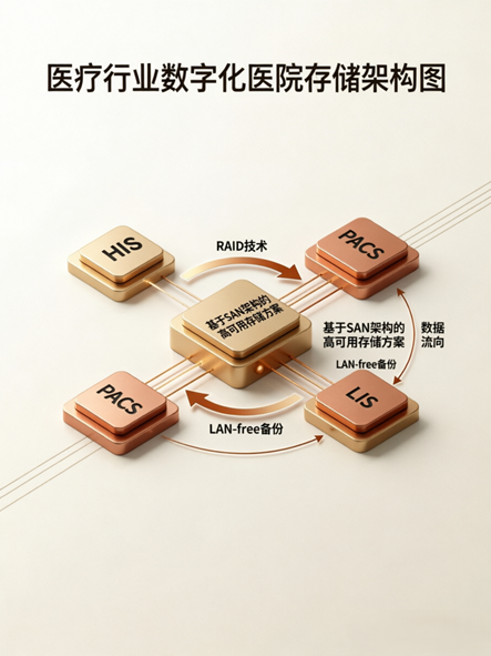 某市人民医院SAN存储架构图 - HDS Thunder 9570V与光纤交换机